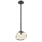 Nova Oval Chain Pendant - Matte Black / Amber