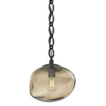Nova Oval Chain Pendant - Matte Black / Bronze
