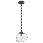 Nova Oval Chain Pendant - Matte Black / Clear