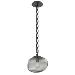 Nova Oval Chain Pendant - Matte Black / Smoke