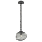 Nova Rectangular Chain Pendant - Matte Black / Smoke