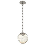 Aster Gem Rectangular Chain Pendant - Beige Silver / Amber Floret