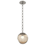 Aster Gem Oval Chain Pendant - Beige Silver / Bronze Floret