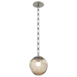 Aster Gem Rectangular Chain Pendant - Beige Silver / Bronze Floret