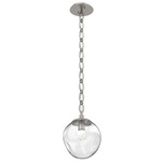 Aster Gem Oval Chain Pendant - Beige Silver / Clear Floret