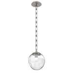 Aster Gem Rectangular Chain Pendant - Beige Silver / Clear Floret
