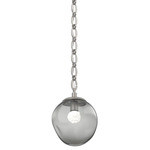 Aster Gem Oval Chain Pendant - Beige Silver / Smoke Floret