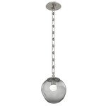 Aster Gem Rectangular Chain Pendant - Beige Silver / Smoke Floret