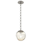 Aster Gem Diamond Chain Pendant - Beige Silver / Amber Geo