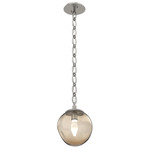 Aster Gem Oval Chain Pendant - Beige Silver / Bronze Geo