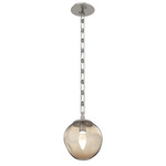 Aster Gem Rectangular Chain Pendant - Beige Silver / Bronze Geo