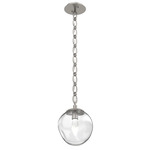 Aster Gem Oval Chain Pendant - Beige Silver / Clear Geo