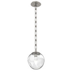 Aster Gem Rectangular Chain Pendant - Beige Silver / Clear Geo