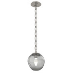 Aster Gem Oval Chain Pendant - Beige Silver / Smoke Geo
