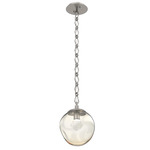 Aster Gem Diamond Chain Pendant - Beige Silver / Amber Zircon
