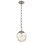 Aster Gem Oval Chain Pendant - Beige Silver / Amber Zircon
