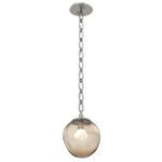Aster Gem Oval Chain Pendant - Beige Silver / Bronze Zircon