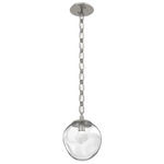 Aster Gem Oval Chain Pendant - Beige Silver / Clear Zircon