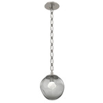 Aster Gem Oval Chain Pendant - Beige Silver / Smoke Zircon