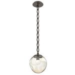 Aster Gem Oval Chain Pendant - Flat Bronze / Amber Floret