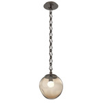 Aster Gem Diamond Chain Pendant - Flat Bronze / Bronze Floret