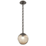 Aster Gem Oval Chain Pendant - Flat Bronze / Bronze Floret