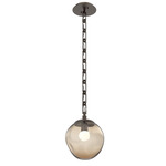 Aster Gem Rectangular Chain Pendant - Flat Bronze / Bronze Floret