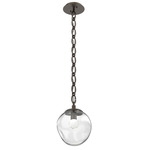 Aster Gem Oval Chain Pendant - Flat Bronze / Clear Floret