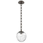 Aster Gem Rectangular Chain Pendant - Flat Bronze / Clear Floret