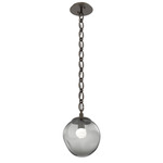 Aster Gem Oval Chain Pendant - Flat Bronze / Smoke Floret