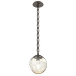 Aster Gem Oval Chain Pendant - Flat Bronze / Amber Geo