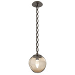 Aster Gem Oval Chain Pendant - Flat Bronze / Bronze Geo