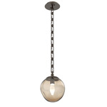 Aster Gem Rectangular Chain Pendant - Flat Bronze / Bronze Geo