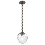 Aster Gem Oval Chain Pendant - Flat Bronze / Clear Geo