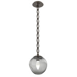 Aster Gem Oval Chain Pendant - Flat Bronze / Smoke Geo
