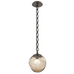 Aster Gem Oval Chain Pendant - Flat Bronze / Bronze Zircon