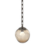 Aster Gem Rectangular Chain Pendant - Flat Bronze / Bronze Zircon