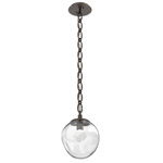 Aster Gem Oval Chain Pendant - Flat Bronze / Clear Zircon