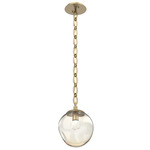 Aster Gem Oval Chain Pendant - Gilded Brass / Amber Floret