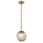 Aster Gem Oval Chain Pendant - Gilded Brass / Bronze Floret