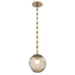 Aster Gem Rectangular Chain Pendant - Gilded Brass / Bronze Floret