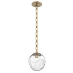 Aster Gem Oval Chain Pendant - Gilded Brass / Clear Floret