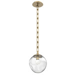 Aster Gem Rectangular Chain Pendant - Gilded Brass / Clear Floret