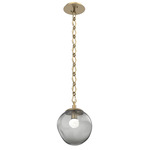 Aster Gem Diamond Chain Pendant - Gilded Brass / Smoke Floret