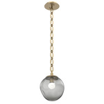 Aster Gem Oval Chain Pendant - Gilded Brass / Smoke Floret