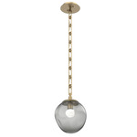Aster Gem Rectangular Chain Pendant - Gilded Brass / Smoke Floret