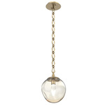 Aster Gem Diamond Chain Pendant - Gilded Brass / Amber Geo