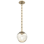 Aster Gem Oval Chain Pendant - Gilded Brass / Amber Geo