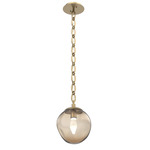 Aster Gem Oval Chain Pendant - Gilded Brass / Bronze Geo