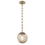 Aster Gem Rectangular Chain Pendant - Gilded Brass / Bronze Geo